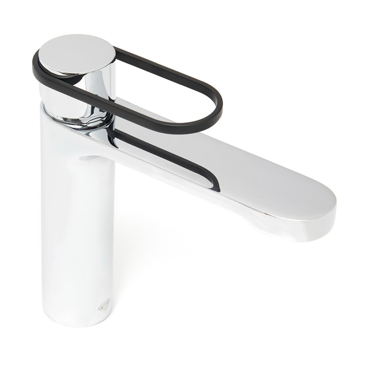 SAT Fusion mosdó csaptelep, leeresztő nélkül, 16,9cm magasság, fekete szín