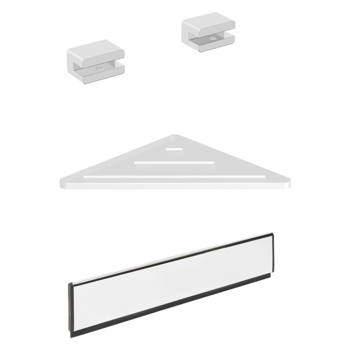 Accesorii baie SAT, polita coltar, suport polita, racleta sticla, crom