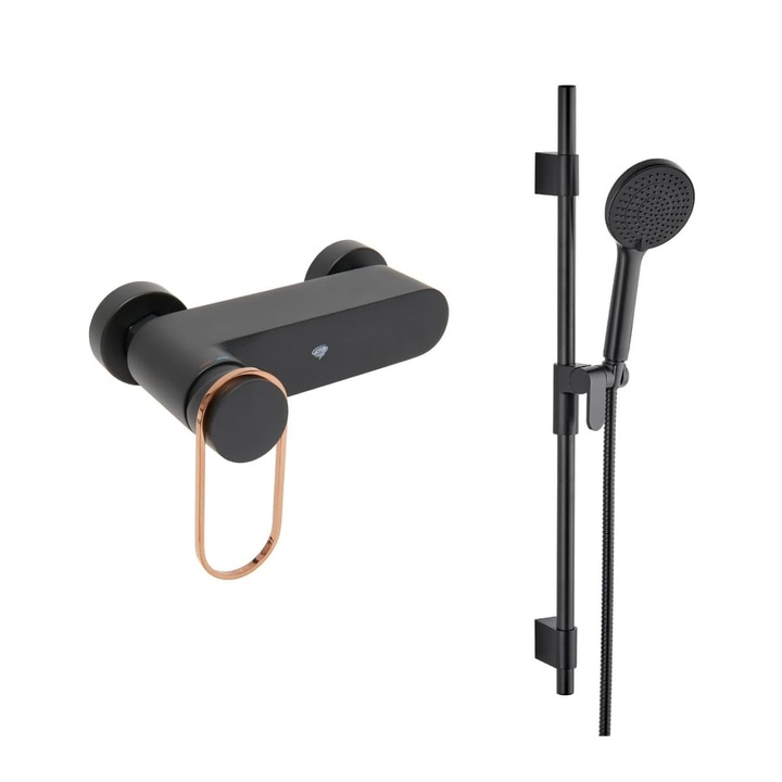 Fali zuhanycsaptelep, 150 mm, Matt fekete