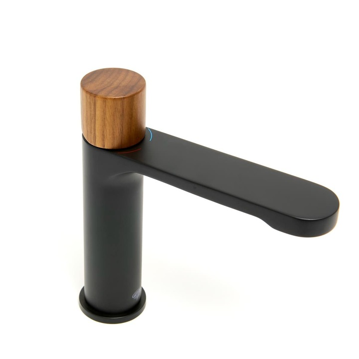 Baterie sanitara, SAT, umyvadlova, 4,5l/min, 16cm, mat, parghie din lemn inchis