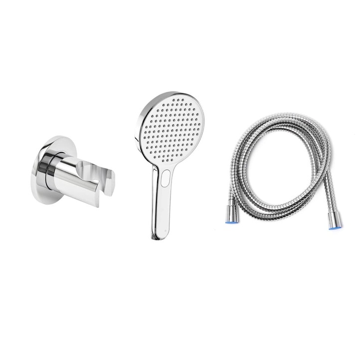 Cap de dus cu furtun cu 3 functii, Crom