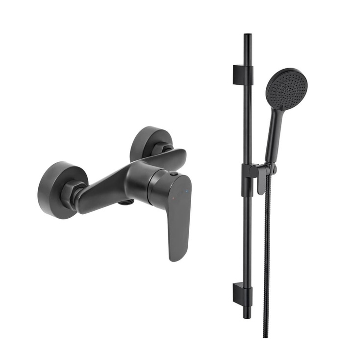Csaptelep zuhanyzóval, SAT, 150 mm, matt fekete, 9 l/perc