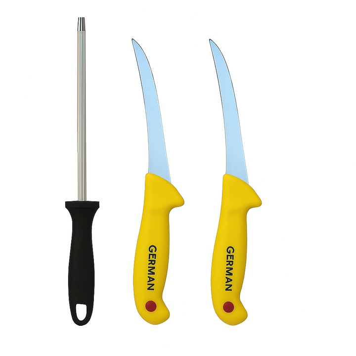 Set profesional FEROTYB – 2 cutite de transat + masat, 28 cm, ideal pentru macelarie