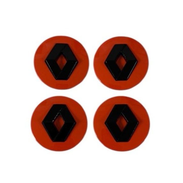 Set 4 capacele roti 57 mm Renault, pentru jante aliaj, Rosu Negru