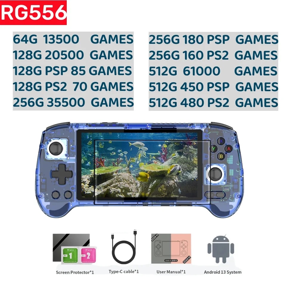 Consola de jocuri portabila, RG556, ecran AMOLED 5.48