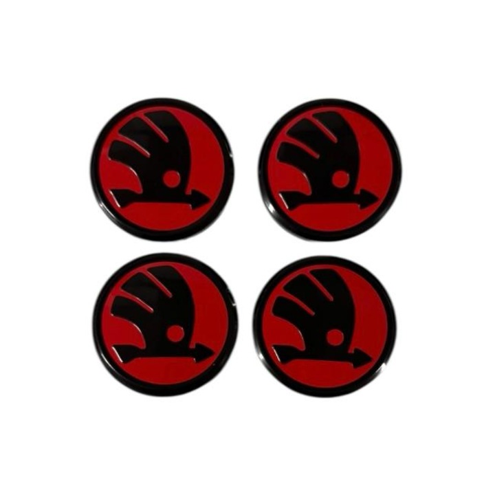 Комплект 4 капачки за джанти 56мм, за алуминиеви джанти Skoda Червени