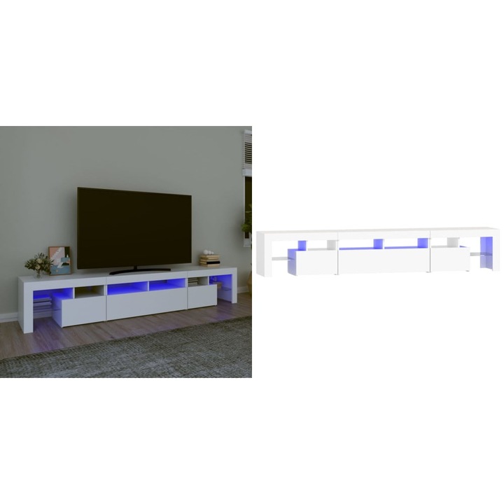 Comode TV cu lumini LED, alb2，30x36, 5x40