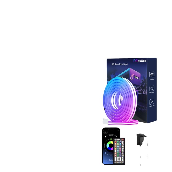 LED Neon Szalag, Bluetooth Vezérlés, Vízálló Kialakítás, 20M