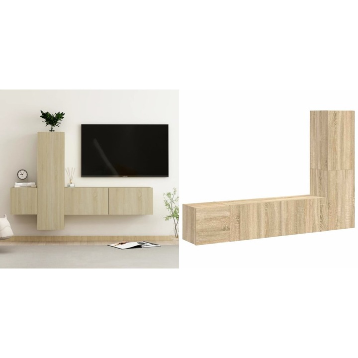 Set de dulapuri TV, 3 piese, stejar sonoma, lemn prelucrat