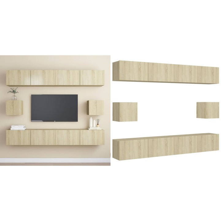 Set de dulapuri TV, 6 piese, stejar sonoma, lemn prelucrat