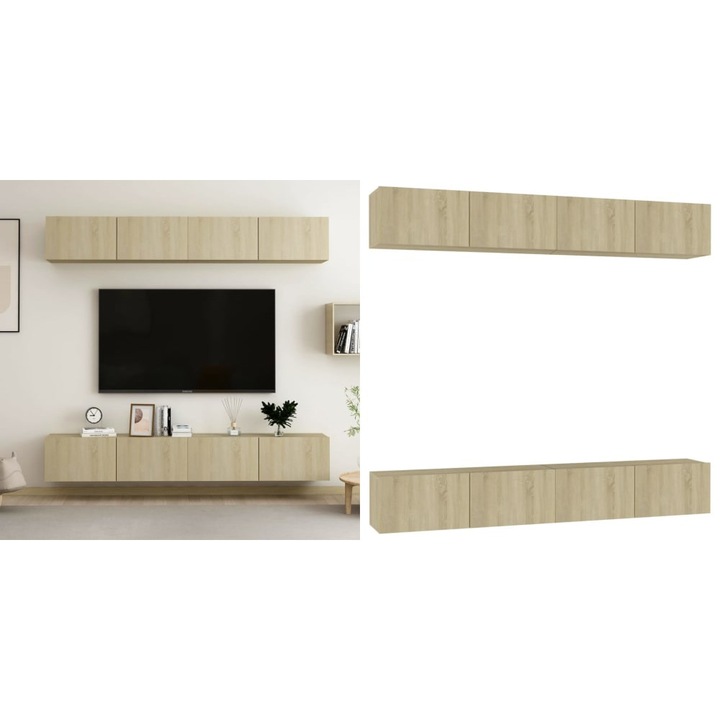 Dulapuri TV, 4 buc., stejar sonoma, 100x30x30 cm lemn prelucrat