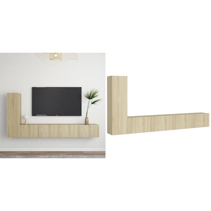 Set de dulapuri TV, 3 piese, stejar sonoma, lemn prelucrat