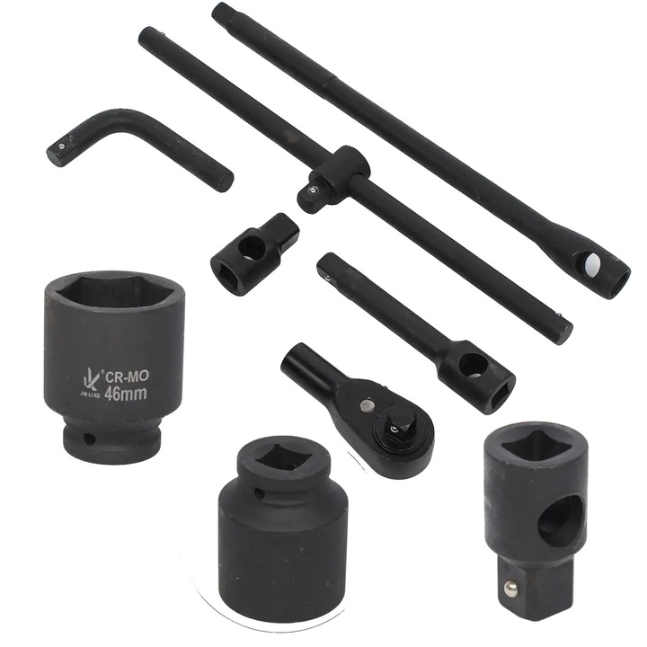 Set chei cu clichet, 26 piese, impact rezistent, negru