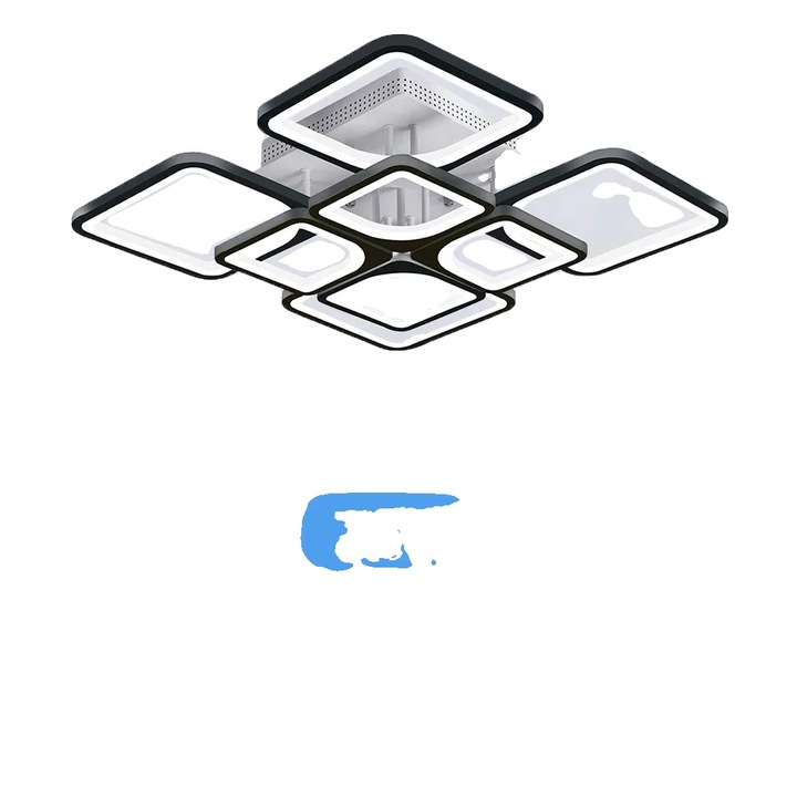 Димируема LED плафониера, черна, 4x4, управление с дистанционно, модерен дизайн