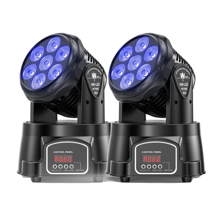 Echipamente de lumini, 105W, 7 LED-uri RGBW, set 2 buc, priza EU
