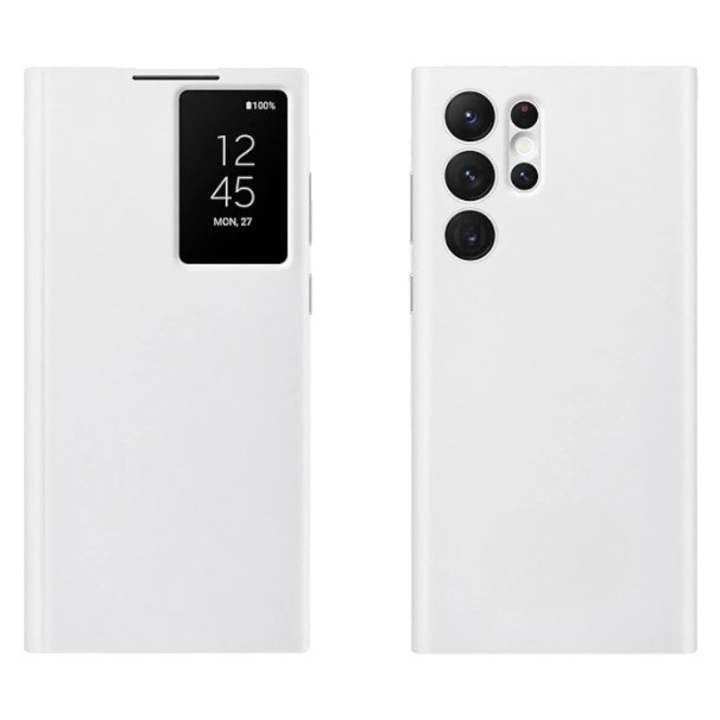 Husa telefon, design cu chip inteligent, acces rapid, alb, pentru S24 Plus