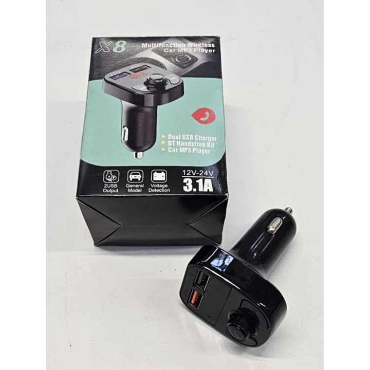 FM Autó Bluetooth Adó, Kettős USB 3.1A Töltővel, LED Kijelzővel, MP3 Lejátszással TF Kártyáról vagy USB Stickről