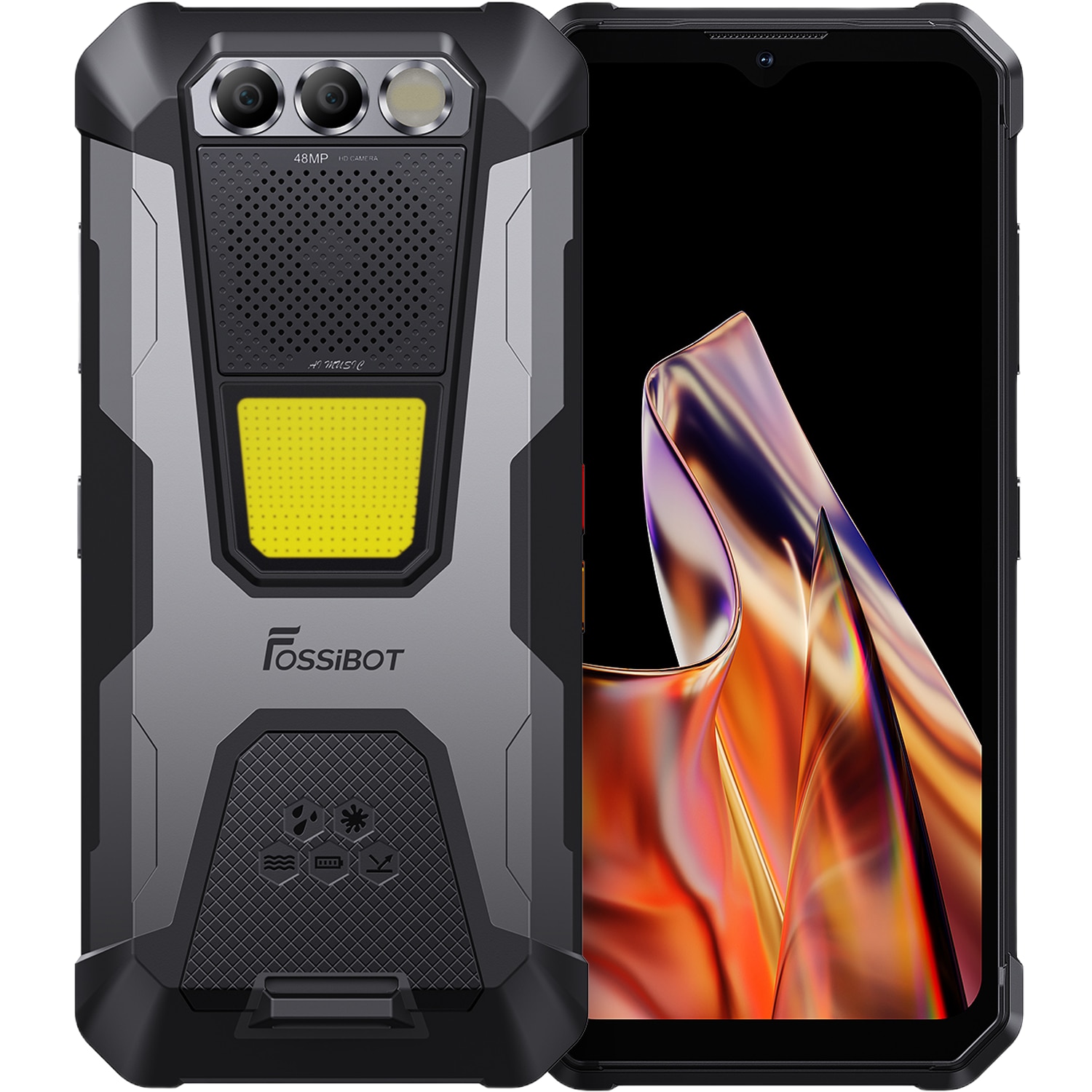 Telefon mobil FOSSiBOT F106 PRO, 4G, Dual SIM, Octa-Core, 6.58" FHD+, 15GB RAM, 256GB, GPS, Radio FM, Buton Dedicat Customizabil, IP68/IP69K, NFC, 12000mAh, Android 14