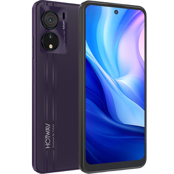 Telefon mobil HOTWAV Note 12 EF, 4G, Dual SIM, Octa-Core AI, 6.8-inch 90Hz IPS, 12GB RAM, 128GB, Camera 48 + 16MP, GPS, Senzor Amprenta, 5160mAh, Android 14, Radiant Purple