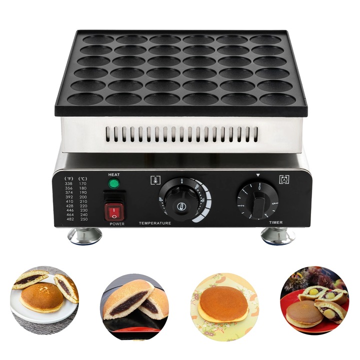 Aparat de preparat clatite, 900 W, 33x32x20cm, design cu 36 de gauri, suprafata antiaderenta