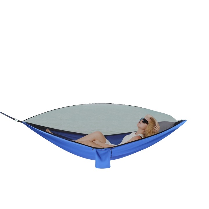 Хамак с мрежа против насекоми и защита от дъжд, син, за дейности на открито