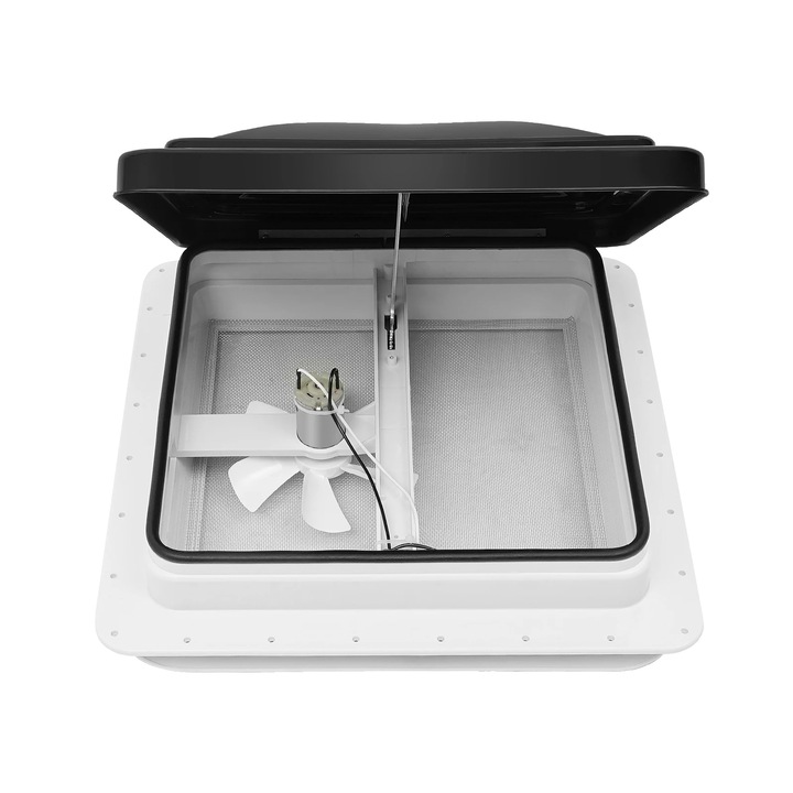 Ventilatie pentru acoperis, plasa anti-insecte, constructie din plastic durabil, negru/alb, 42x42cm