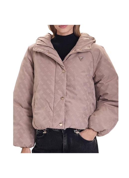 Geaca Boxy Puffer Guess, Bej, Izolatie Termica Maxima, 100% Poliester, S INTL