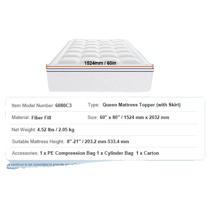Topper saltea, confort tip nor, solutie de stocare practica, 1524mm x 2032mm