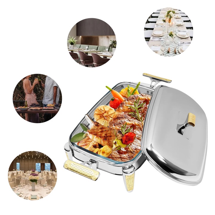 Гастронорм тава, правоъгълна, неръждаема стомана 304, сребриста, 40x20x12см, вместимост 2.2л