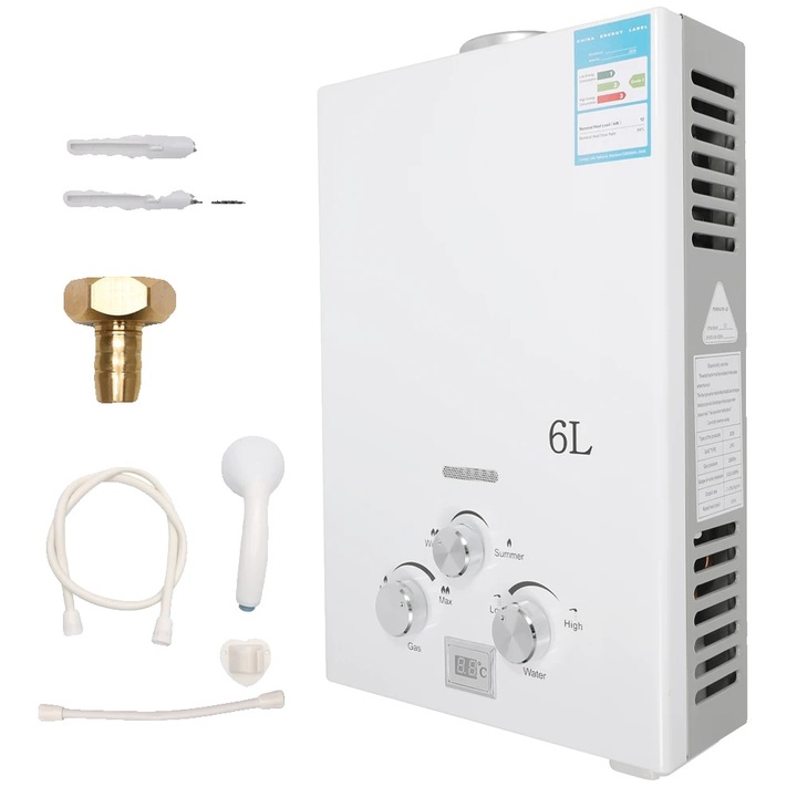 Incalzitor instant de apa, 12 kW, 6L/min, din otel inoxidabil, cu control al temperaturii