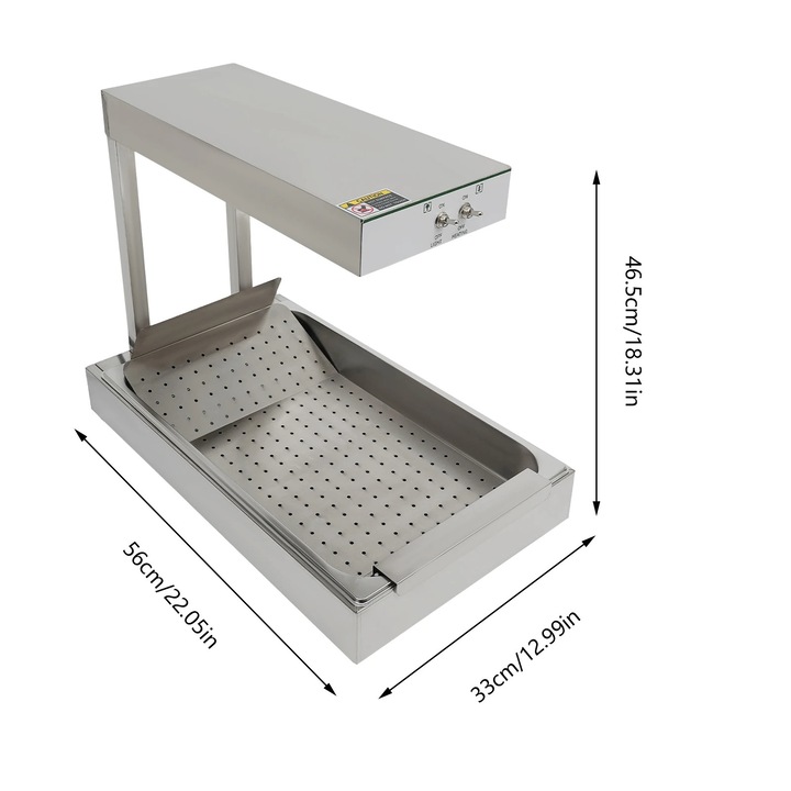 Уред за затопляне на храна, конструкция от неръждаема стомана, ефективно задържане на топлината, сребрист, 750W, 9кг