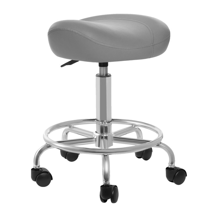 Scaun cu sezut ergonomic, 360° rotativ, gri, ajustabil 45-59 cm, capacitate maxima 150 kg