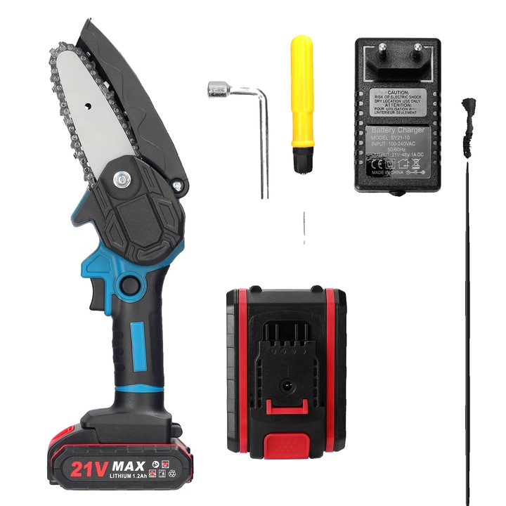 Elektromos láncfűrész, 21V, kék