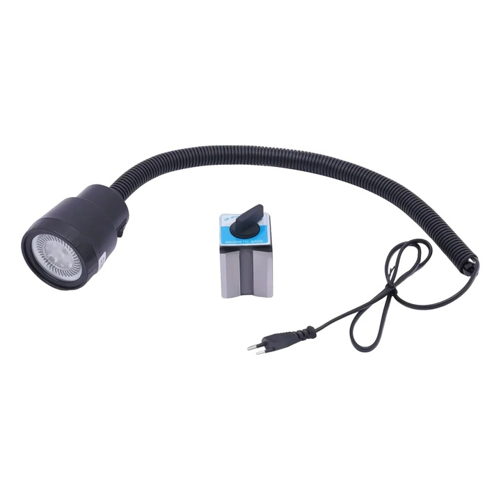 LED работна лампа, магнитна основа, гъвкав дизайн, черна, 500мм, 220V