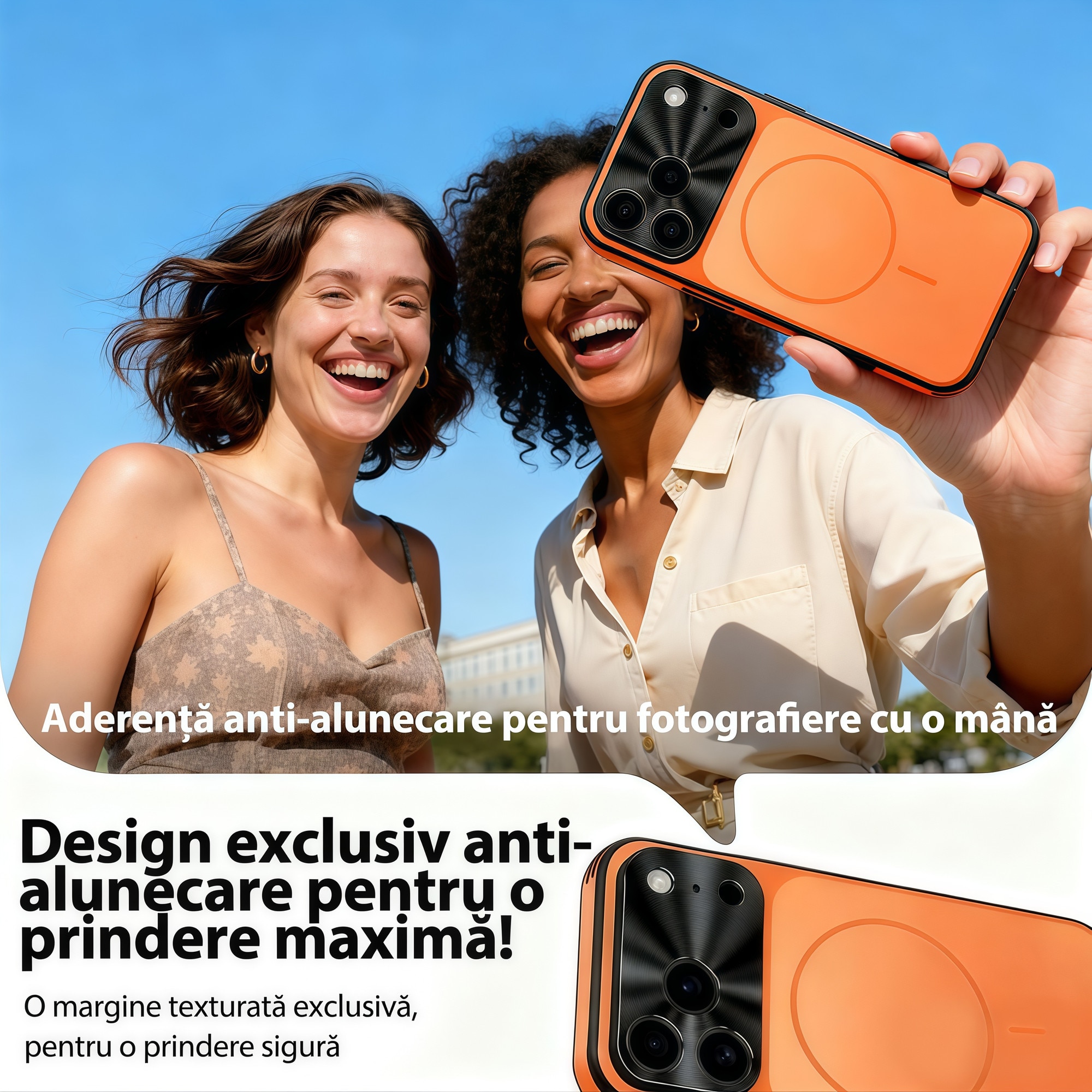 Husă OIMG pentru iPhone 17 Pro, anti-amprente, design ultra-subțire, portocalie