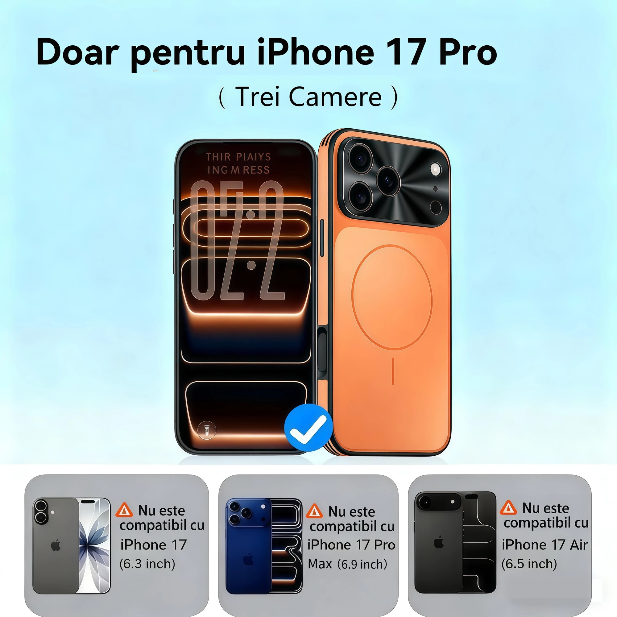 Husă OIMG pentru iPhone 17 Pro, anti-amprente, design ultra-subțire, portocalie