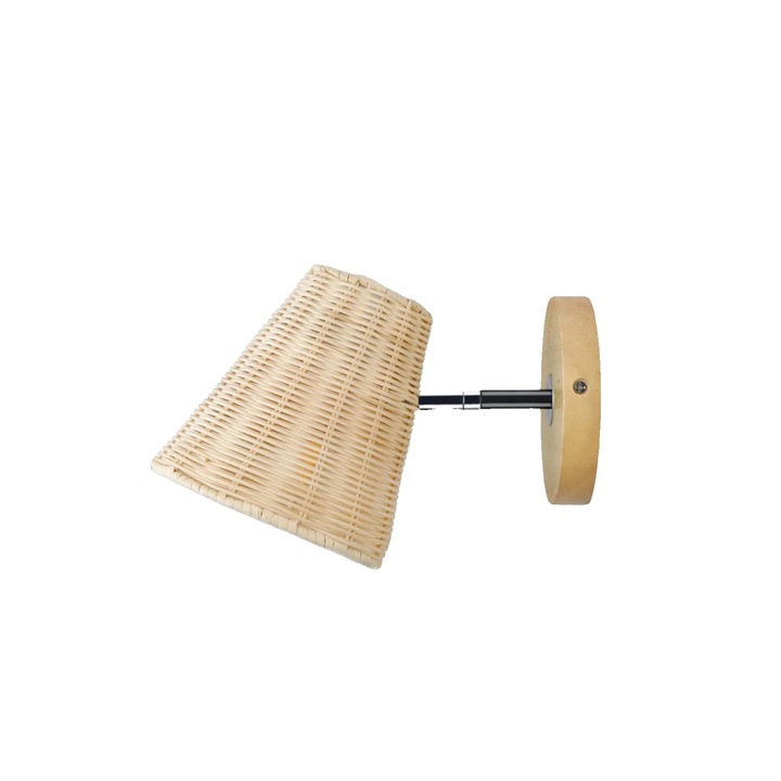 Aplica de perete, abajur din rattan handmade, dimensiuni 26x16.5cm, montare pe perete, culoare naturala