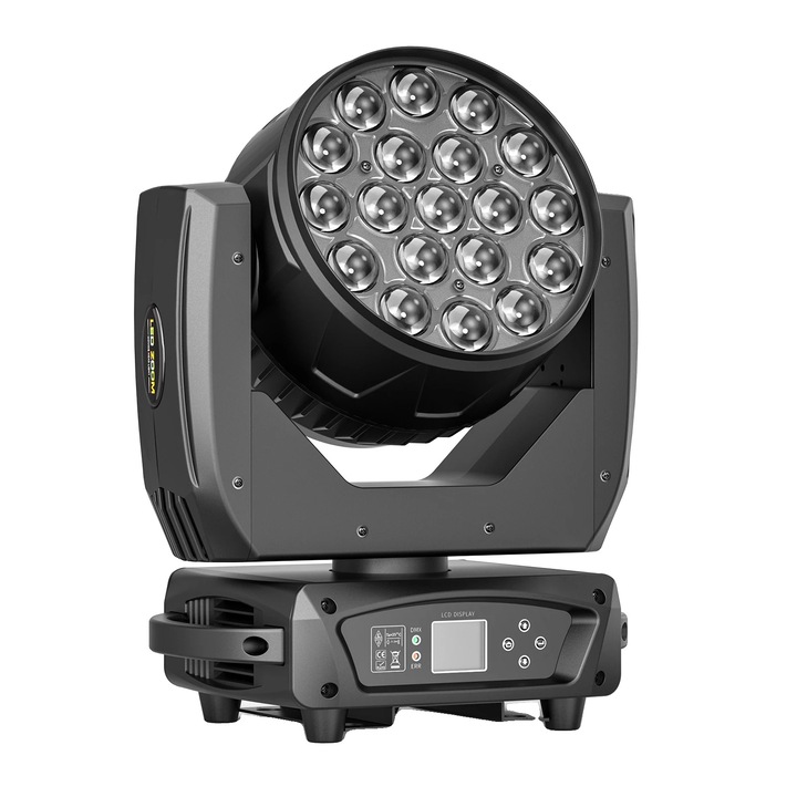 Lumina mobila, RGBW LED, zoom ajustabil, neagra, 285W, 16/24 canale