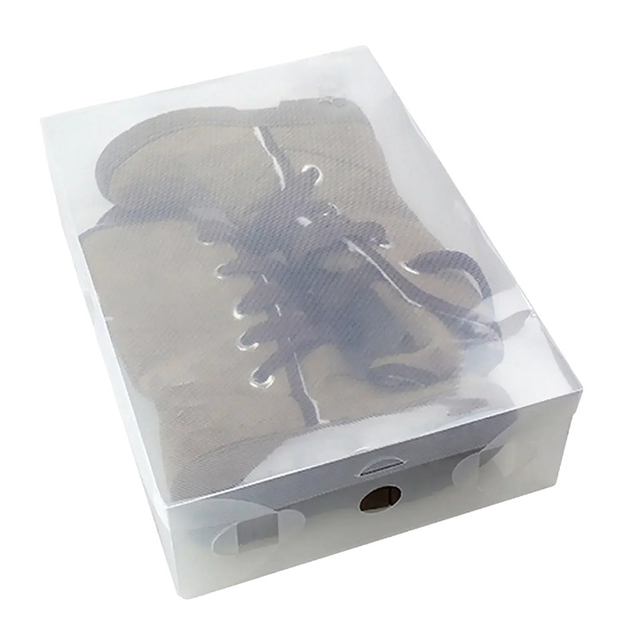 Cutii pentru incaltaminte, set de 20, transparente, 28x18x10cm