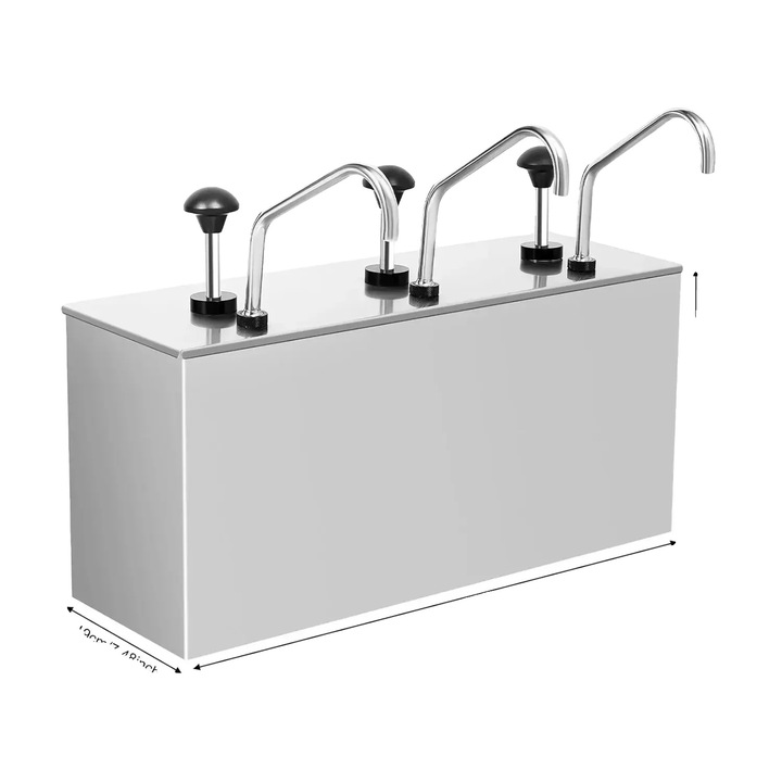 Szósz adagoló, 3 fejes, inox, 4 liter, ezüst