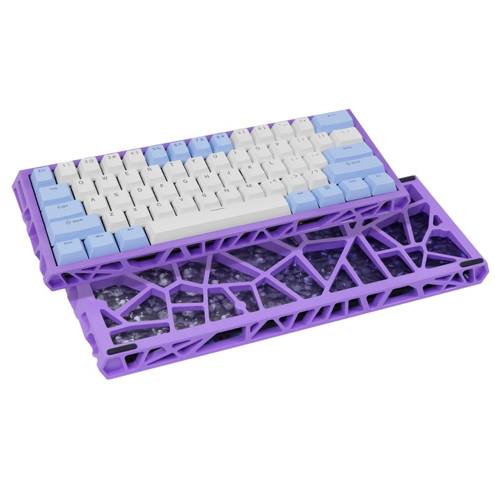 Tastatura Mecanica Goala Cablata Ergonomica Compacta de 61 Taste, Tastatura de Jocuri Premium pentru Laptop Mac, PC si Esports, Sistem de Montare pe Garnitura, Intrerupatoare si Copertine de Taste Hot-Swappable, Iluminare RGB de Fundal