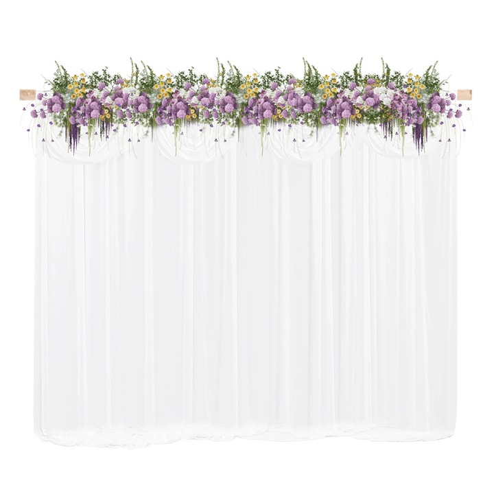 Cortina de fundal, Fundal foto, 300 x 300 cm, 68DD Ice Silk, Neteda Fara Imprimeu, Pentru Nunta, Petreceri, Acasa, Alb