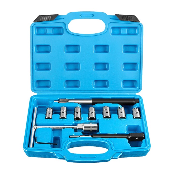 Set de unelte pentru taierea locurilor injectoarelor, 11 piese, indepartare carbon
