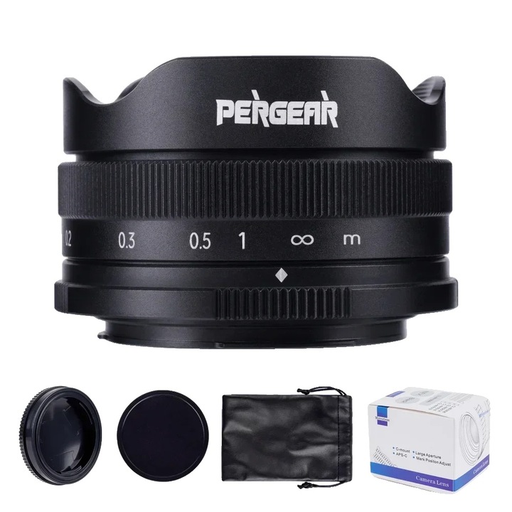 Obiectiv Fisheye, pergear, Fuji XF, 10mm, manual, negru