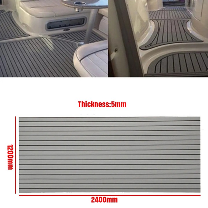 Podea pentru barci, material EVA, rezistent la alunecare, gri, 240x120cm