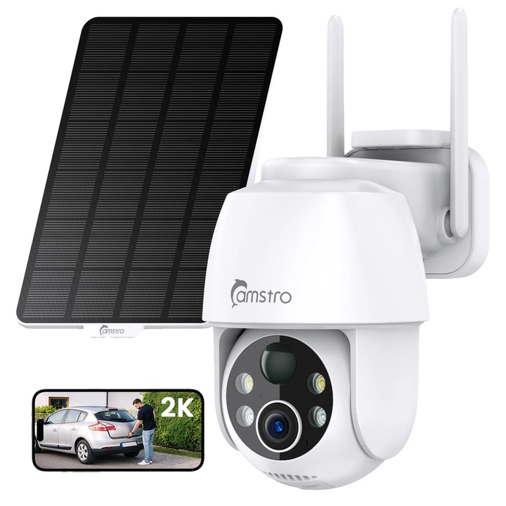 Camera de supraveghere, 3MP, audio bidirectional, rezistenta la apa IP66, alimentare solara, 1 buc.