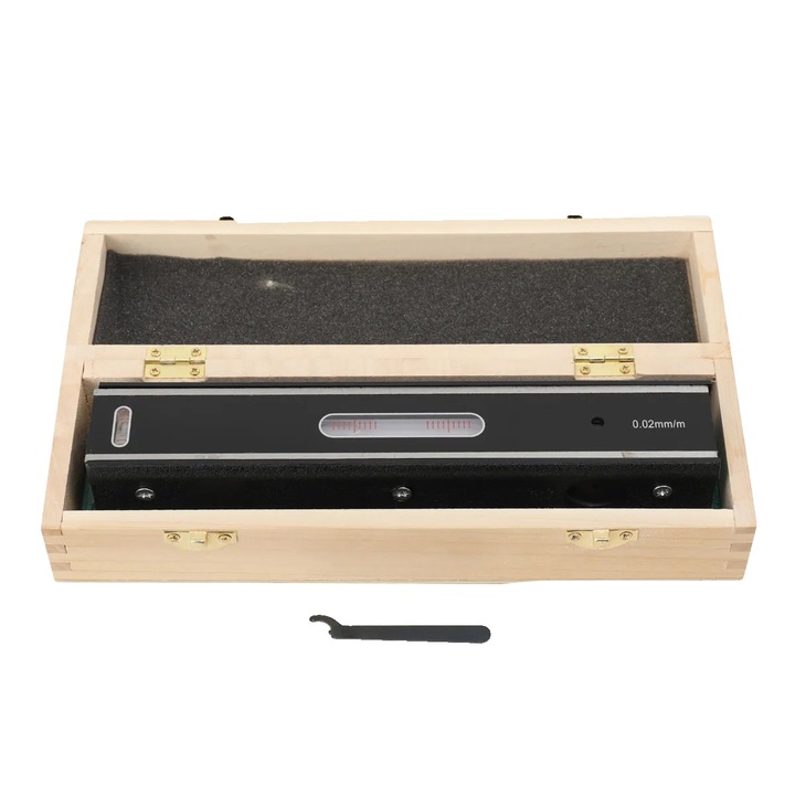 Mechanikus szintező, 0.02 mm/m pontosság, öntöttvas anyag, 275x85x65 mm, 2.33 kg súly