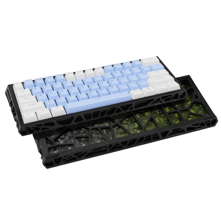 Клавиатура Ергономична компактна 61-клавишна празна механична с кабел, Gaming за лаптоп Mac, PC и Esports, система за монтаж на уплътнение, сменяеми превключватели и капачки за клавиши, RGB подсветка