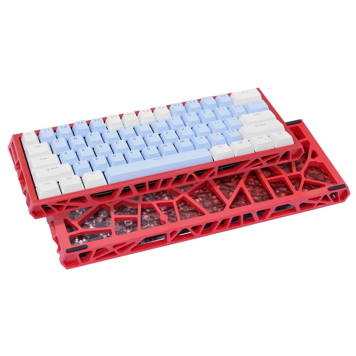 Ергономична компактна механична клавиатура с 61 клавиша, кабелна, премиум геймърска клавиатура за лаптоп, Mac, PC и Esports, система за монтиране на уплътнения, превключватели и капачки за клавиши с възможност за гореща смяна, RGB подсветка