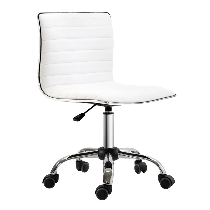 Irodai szék, állítható magasság 78-90 cm, terhelhetőség 120 kg, szintetikus bőr, méretek 48x52cm, öt kerék a mobilitásért